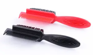 Escova de pentear cabelo com cerdas vermelhas e pretas, pente dupla face de alta qualidade combinado com conforto e estilo