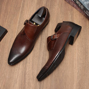Formal leather shoes - men's genuine leather derby with carved patterns and <b>matte</b> finish - retro gentleman's shoes - Product Image 3