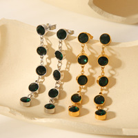 Nedeins — boucles d'oreilles pendantes en acier inoxydable, lustre rond, en cristal, nouvelle mode, pour filles et femmes