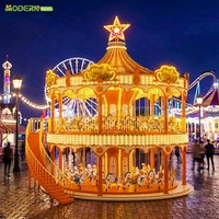 Carrusel de Doble Piso con 38/48 Asientos, Atracciones de Feria, Certificado CE, Equipo de Diversión