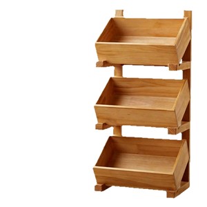 Estante de almacenamiento para cocina, 4 niveles, color madera natural, estante de suelo multifunción para organización de cocina y baño - Product Image 4