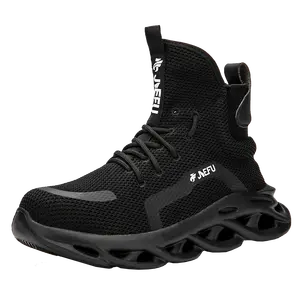 JIEFU Light Weight Safety Boots For Workers Comfortable Work Shoes With Steel Toe For Men's