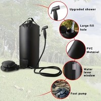 Douche de camping portable en PVC 11L avec pompe à air et bandoulière amovible, étanche, anti-fuite, chauffée au soleil, pour les aventures en plein air
