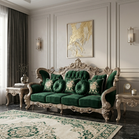 Ensemble de canapés Majlis arabes de luxe, structure en bois massif sculpté, canapé rembourré en velours pour villas, hôtels et projets FF&E