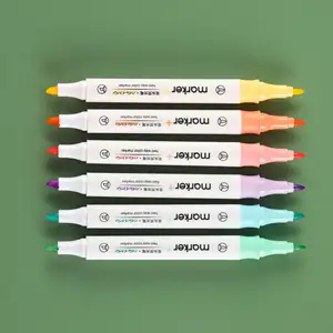 New Design Super Soft Nib Marking Light Color Drawing Fluorescent Double tip Highlighter Pen For Kids