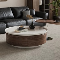 Table basse de salon design, style discret, plateau en bois massif, rangement amovible, pliable, luxe léger, style antique
