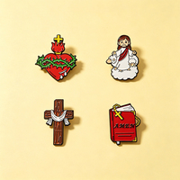 Pins Metálicos al por Mayor, Pins Esmaltados Religiosos Cristianos, Cruz de Jesús, Sagrado Corazón, Biblia, Set de Broches Metálicos