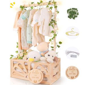 Panier de rangement en bois pour bébé, panier de douche pour bébé, panier de douche avec poignée, panier de bienvenue pour nouveau-né, garçons et filles, panier de rangement - Product Image 1