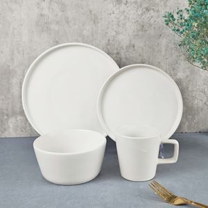Vente en gros d'usine, ensemble de <span class=keywords><strong>vaisselle</strong></span> en céramique exquis, <span class=keywords><strong>pas</strong></span> <span class=keywords><strong>cher</strong></span>, ensemble de <span class=keywords><strong>vaisselle</strong></span> en grès <span class=keywords><strong>blanc</strong></span> mat de 16 pièces, <span class=keywords><strong>service</strong></span> pour 4 - Product Image 1