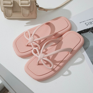 Sandalias de Playa para <span class=keywords><strong>Mujer</strong></span>, Pantuflas Casuales de Verano con Lazo, Color Sólido, Ligeras - Product Image 3