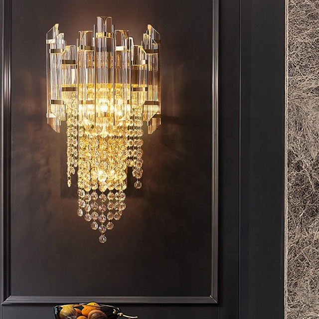 Indoor Crystal Lighting Modern Art Unique Led Wall Light Dimmable Multi-color Temperature for Living Room Home Decor Luxury