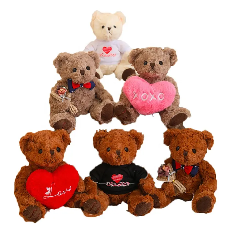 20cm di piccole dimensioni all'ingrosso personalizzato a buon mercato dodici colori orsacchiotto con accessori di t-shirt peluche animale farcito orso