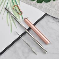 Offre spéciale ensemble de paille en métal pliable portable en acier inoxydable paille pliable réutilisable