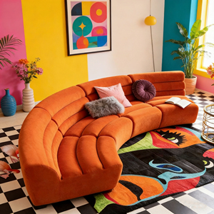 Ensemble <span class=keywords><strong>de</strong></span> canapés modulaires en velours courbé <span class=keywords><strong>de</strong></span> style nordique moderne pour restaurant, hôtel, club, salon, réception - Product Image 3