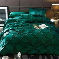 Ensemble de literie de luxe en tissu de soie satiné 3 pièces housses de couette de couleur unie et taie d'oreiller imprimée