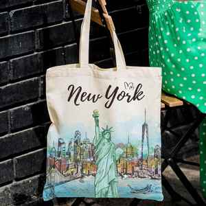Sacs de courses réutilisables personnalisés avec logo imprimé, en toile de coton blanche unie, grande quantité en stock, vente en gros - Product Image 3
