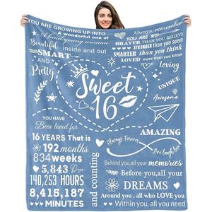 <b>Blue</b> Sweet Heart Flannel Blanket <b>Throw</b> Blanket Nap Blanket Fade Resistant Lightweight for Home Office Nap Custom Print - Product Image 2