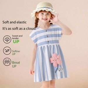 Robe en coton rayée pour filles, jolies robes d'été décontractées à fleurs 3D pour enfants, robe d'été à manches courtes en forme de <span class=keywords><strong>A</strong></span> pour bébés filles de 1 à 6 ans - Product Image 2