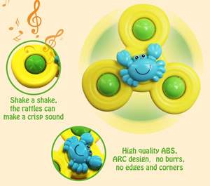 Océan/dinosaure/insecte main Fidget Spinners tout-petits jouets d'apprentissage produits pour bébés avec ventouse souple - Product Image 4