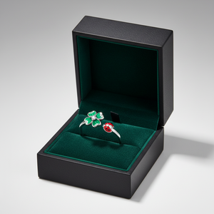 UMジュエリー 925スターリングシルバー エナメル加工 調節可能な婚約指輪 結婚指輪 高級リング ユニークなオープンリング 華奢な彫刻入りハンドジルコンクローバー - Product Image 2