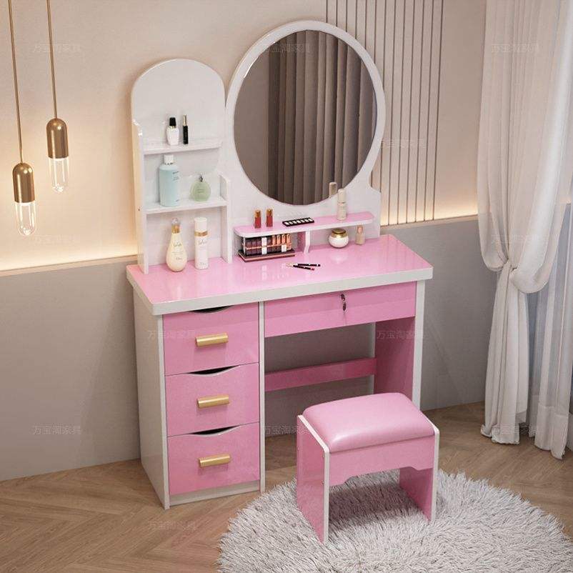 Miroir rond rose 80 cm