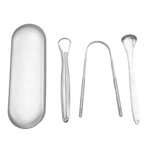Oferta Especial: Juego de 3 Raspadores de Lengua de Acero Inoxidable Dorado para Higiene Bucal - Product Image 5