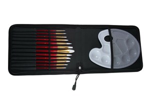 Juego de pinceles de pintura de artista, Kit de paleta de pinceles, bandejas de pintura y juego de pinceles con 1 Uds. Paletas de bandeja de plástico para acuarela, - Product Image 5