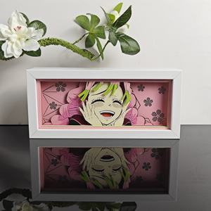 EE. UU. Almacén Dropshipping Anime Caja de luz <span class=keywords><strong>Solo</strong></span> nivelación Papel Arte Tallado Lámpara de mesa de madera Luz nocturna Dormitorio Decoración Regalo - Product Image 5