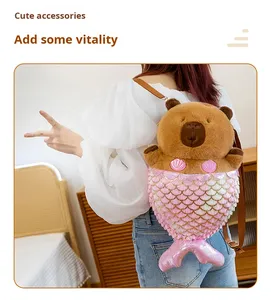 Popular Muñeco de Peluche de Capibara Sirena, Almohada de Capibara para Niñas, Mochila de Sirena, Famoso en Internet - Product Image 4