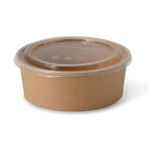 Eco-Friendly Premium Paper Bowls 1000ml Large Capacity 185mm Diameter Brown Color Round Disposable Bowls - Product Image 2