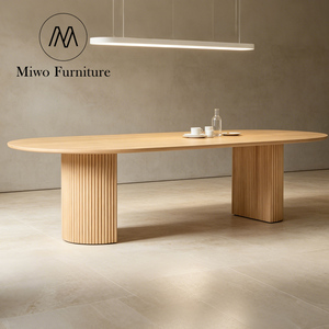 Ensemble table et chaises de salle à manger ovale <span class=keywords><strong>Ellington</strong></span> de style nordique, en bois naturel, avec piétement, 4 ou 6 places, moderne, personnalisable - Product Image 1