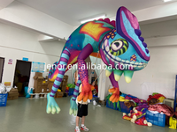 Marionnette gonflable caméléon pour défilés, caméléon gonflable ambulant pour spectacles de rue