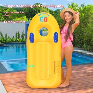 Flotador inflable de PVC amarillo para niños con diseño ABC y asas azules - Product Image 4