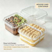 Boîte à gâteau en plastique transparent en gros avec couvercle à clipser, conteneur carré pour desserts, idéal pour les gâteaux à étages et l'emballage à emporter pour boulangeries