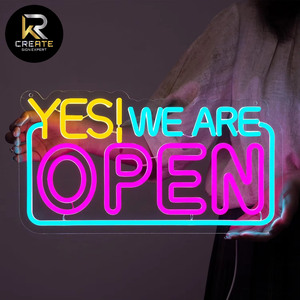 تصميمات متعددة نعم نحن نفتح في لافتات متجر نيون فندق مطعم في الهواء الطلق الجبهة شنقا الجدار ديكور لافتات نيون - Product Image 1