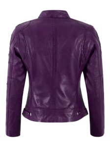 Chaqueta de Cuero para Mujer, 100% Genuina, Marca Sizma, Acabado en Cera Morada, Cierre YKK, Logotipo Personalizado, Etiqueta Privada, OEM/ODM, Estilo Vintage - Product Image 4