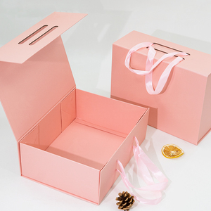 Hot Trending Custom LOGO Biodegradable Rollover Cardboard Craft Paper Boxes Magnet Gift Box Pink Shipping Boxes for Packiging - Product Image 1