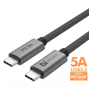 USB-C mobile vers Type-C 5A PD 100 W 1M 2M 3M Câble Tipo C Câble USB3.2 Câble de données USB Type C à charge rapide 100 W pour téléphone Android