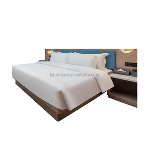 Commercial Furniture Manufacturer Custom <b>Cheap</b> Panel Hotel King Bed <b>Frame</b> with Modern Upholstered Headboard for 3 Star Projects - Product Image 5