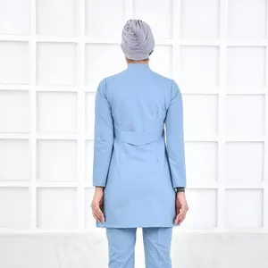 Scrub musulmani all'ingrosso uniforme infermiera ospedale infermieristica manica lunga scrub uniformi set donna uniforme per medici abiti lunghi