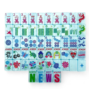 Bespoke Mahjong Tiles <strong>Lucky</strong> <strong>Charms</strong> Hamptons Pearl Blue Luxury Double Sided Carved Acrylic Friends Gathering Retail Wholesale - Product Image 2