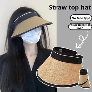 Sombrero de sol pequeño enrollable portátil versátil para mujer, deportes al aire libre, visera de protección UV de verano, viseras de paja personalizadas - Product Image 5