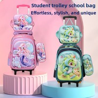 Sac à dos scolaire à roulettes pour enfants, motif dessin animé tendance, étanche, pour étudiants, vente en gros