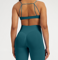 Ensemble 2 pièces soutien-gorge de sport et short taille haute torsadé sur le devant avec logo personnalisé pour femme - Idéal pour la gym, l'entraînement, le fitness et la course à pied