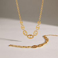 Bracelet et Collier J&D en Acier Inoxydable Plaqué Or 18K avec Zircon, Tendance Classique, Cœur et Nez de Cochon, Tailles Dégradées