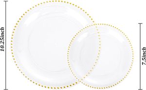 Assiettes de présentation rondes en plastique transparent perlé de 13 pouces pour mariages et événements - Product Image 2
