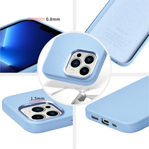 Puloka Ốp Điện Thoại Da Thuần Chay Lót Sợi Nhỏ Cho Iphone 13 12 11 Pro Max Ốp Điện Thoại Có Bảo Vệ Ống Kính Kim Loại - Product Image 6