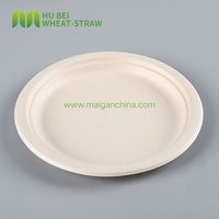 Vaisselle jetable biodégradable sans PFAS OEM, assiettes rondes en bagasse de canne à sucre de couleur naturelle de 8/9/10 pouces pour la restauration de fête