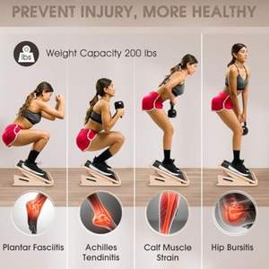 Planche d'équilibre 2-en-1 Planche oblique pour repose-pieds professionnel Planche d'étirement Planche à mollet en bambou - Product Image 5