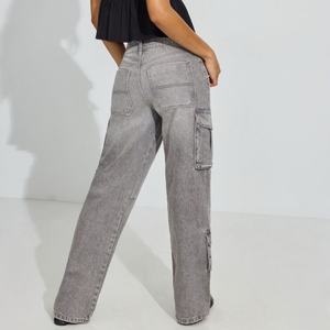 Jeans Cargo Rectos de Alta Calidad para Mujer, Cintura Alta, Estilo Vintage, Transpirables, Pantalones Vaqueros de Mezclilla para Streetwear - Product Image 3